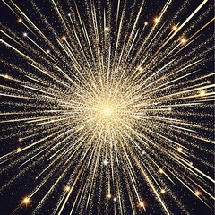Golden Starburst Explosion With Glittering Particles