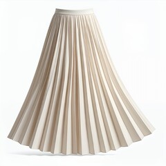 Elegant pleated cream-colored skirt gracefully displayed on a crisp white background