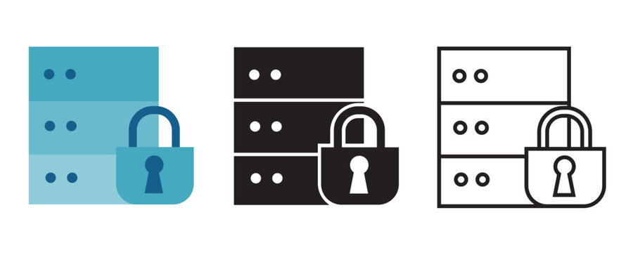 Database Security Icon with Padlock Symbol for Data Protection and Cybersecurity Concept