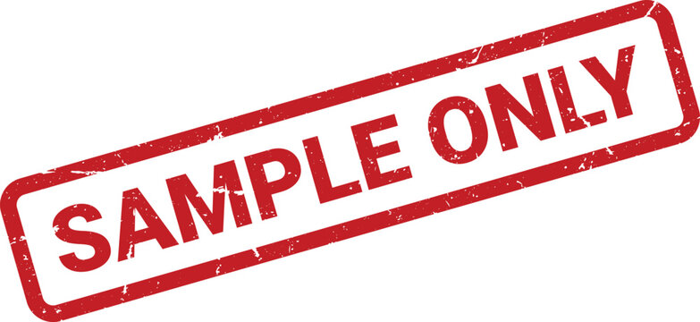 Distressed Red Sample Only Stamp on White Background, Isolated Element