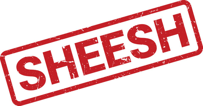 Red SHEESH Grunge Rubber Stamp on White Background, Showing Fading and Distressed Texture