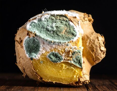 Rotten Ginger Root with Mold Closeup.