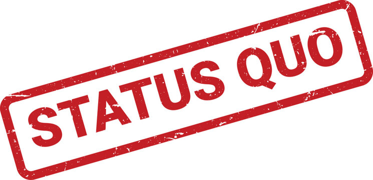 Red Status Quo Rubber Stamp with Worn Texture on White Background for Business Concepts