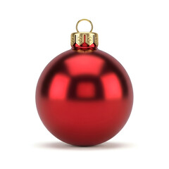 Red Christmas ball ornament isolated