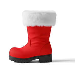 Red Santa Claus boot isolated on white