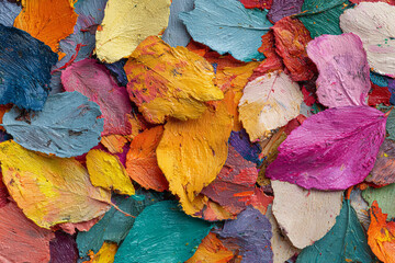 vibrant abstract painting textures of dried leaves in a kaleidoscope of colors