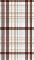 Classic brown plaid pattern texture. Woven fabric background with earthy tones.