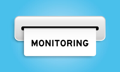 White coupon banner with word monitoring from machine on blue color background
