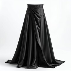 Elegant black skirt with draped fabric in studio setting on a white backdrop