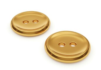 Two polished golden fasteners rest against a bright white background