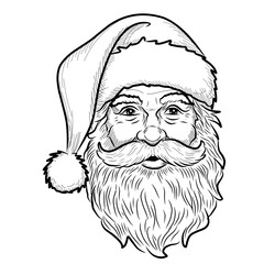 Santa Claus Face with Beard and Hat