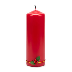 Red Christmas candle isolated on white