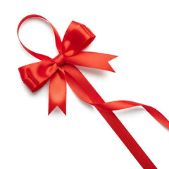 Red ribbon bow isolated for Christmas decor