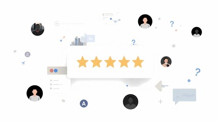 abstract of digital user review and rating interface isolated on white background