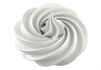 Glossy white swirl resembling piped confection stands isolated against a pure white background