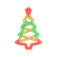 Neon Christmas tree light icon