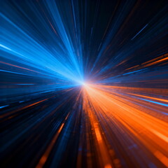 Abstract Speed Motion with Blue and Orange Light Streaks