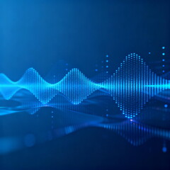 Blue Sound Wave Visualization with Digital Dots