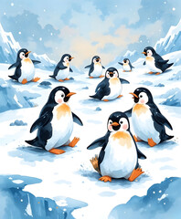 Fototapeta premium Penguin Parade Cheer 