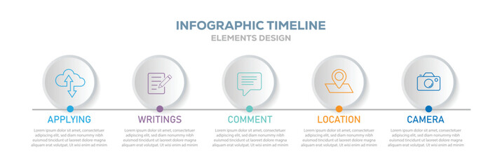 Infographic template for business. 5 Steps Modern Timeline diagram. Business milestone and strategy presentation. Vector illustration.