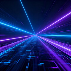 Cyberpunk Digital Circuit Neon Tunnel