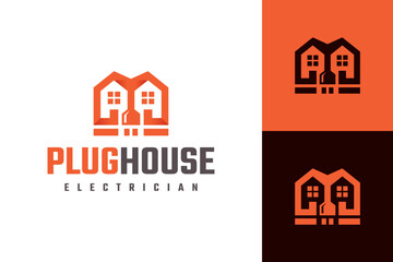 electrical plug house logo vector