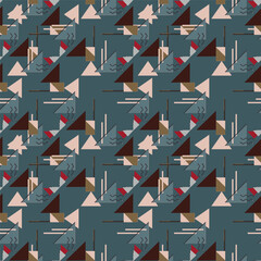Abstract line shape geometric motif basic pattern continuous background. Oriental style tile modern lux fabric design textile swatch. 