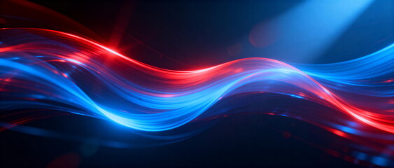 Abstract Neon Wave Light Streaks in Blue Red