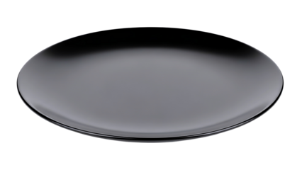 Black plate on white background isolated on transparent background