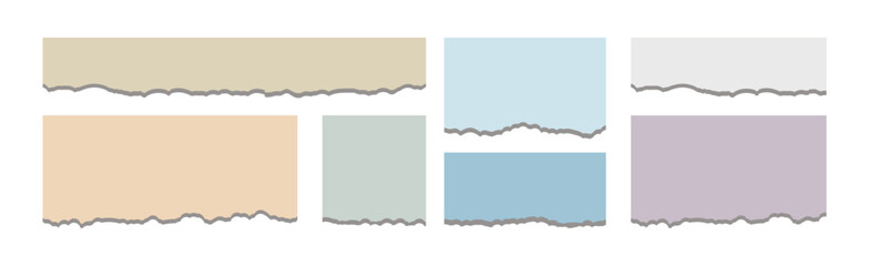 Colorful Torn paper. Set of Torn paper sheets. Collection realistic ripped pieces of scrap papers. Vector illustration