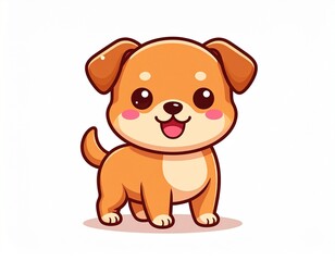 Cute Dog Line Art Illustration Set, Kawaii Animal Cartoon
