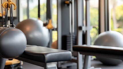 Fitness club interior with equipment, a perfect space for workouts and wellness activities in an inviting environment designed for health enthusiasts