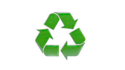 Obraz premium Green Recycling Symbol Isolated on White Background