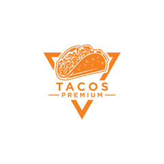 Taco silhouette, traditional fast food, top and side view.
