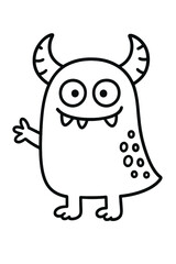Funny cute cartoon monster character smiling happily