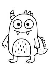 Funny cartoon monster character with alien virus style illustration