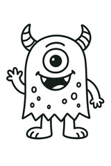 Cute cartoon monster character smiling with big eyes in a fun comic style