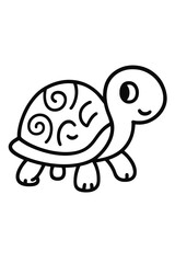 Funny turtle cartoon vector illustration in a simple art style