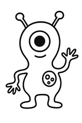 Funny cartoon alien character smiling playfully