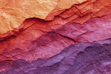 Naklejka premium layered rock strata in warm natural tones of orange red and purple