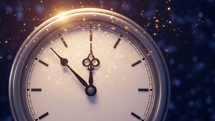 Last minutes before twelve on a glowing magical clock