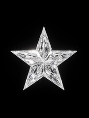 Shimmering diamond star on black background: luxury and elegance in geometric design