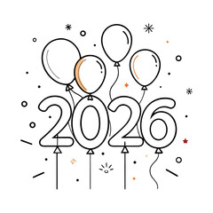 Party Balloon and Confetti Line Art 2026
