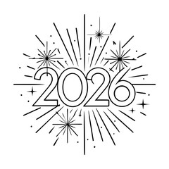 Sparkler Starburst Line Art 2026