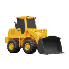 Fototapeta premium Yellow front loader construction vehicle isolated on transparent background