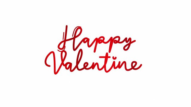 Happy Valentine One line continuous animated typography intro outro, hand drawn calligraphy monoline vintage text on background, animated Calligraphy lettering animation video 