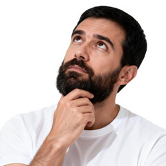 Fototapeta premium [Transparent Background PNG]Thoughtful Man with Beard Contemplating
