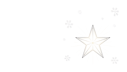 Glowing star and snowflakes on black background light shine