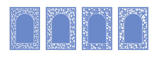 Floral Arch Frame Set with Fruit Patterns (Grape, Cherry, Strawberry, Vine) © Kikumio