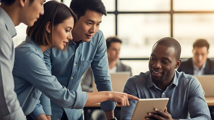 Team collaboration and brainstorming session in modern office